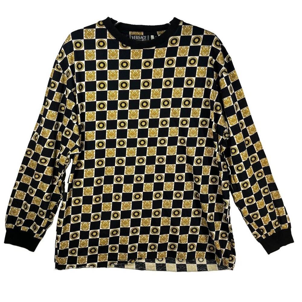 VERSACE CLASSIC V2 Medium Shirt Barocco Sun Print 1996 VNTG Cotton 50" Chest